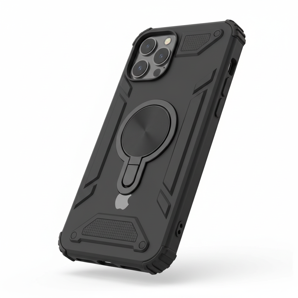 Black Silicone MagSafe iPhone Case - Angle View