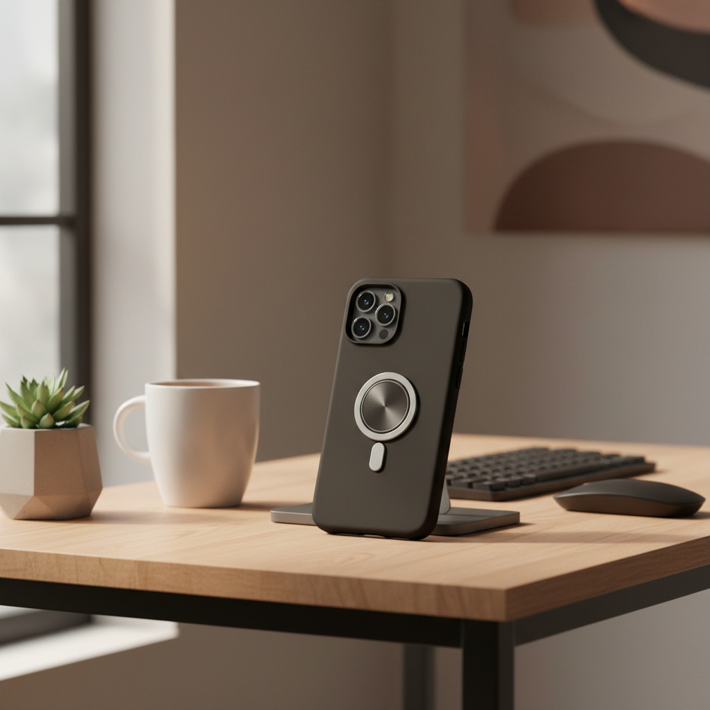 Black Silicone MagSafe iPhone Case - Lifestyle